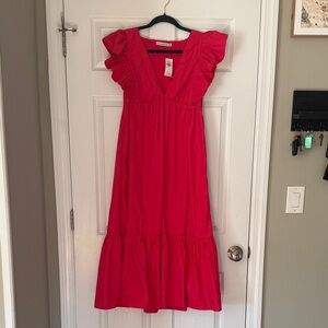 Abercrombie & Fitch Flutter Sleeve Tiered Maxi Dress